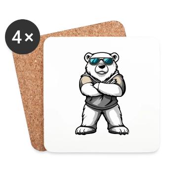 Eisbär Comic - Untersetzer (4er-Set) - Weiß - Vorne