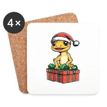 Echse Gecko Weihnachten Geschenke - Untersetzer (4er-Set) - Weiß - Vorne