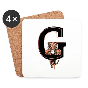 Buchstabe g Tiger - Geschenkidee - Untersetzer (4er-Set) - Weiß - Vorne