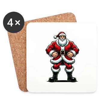 Dessin animé du Père Noël - Dessous de verre (lot de 4) - blanc - Devant