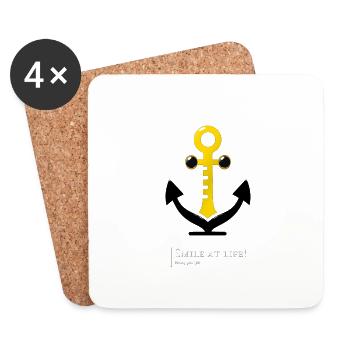 smiling anchor, humour, développement personnel - Dessous de verre (lot de 4) - blanc - Devant