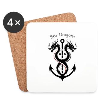 Ancre Nautique et Dragons -Sea dragons - Dessous de verre (lot de 4) - blanc - Devant