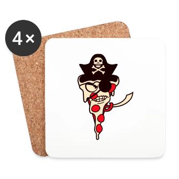 Nasty Fast Food Pizza Pirate Captain Eye Patch - Coasters (set of 4) - white - Front