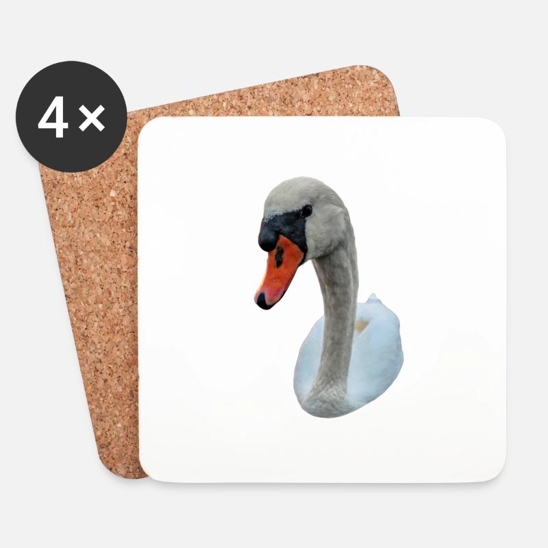 Starrender Schwan - Untersetzer (4er-Set) - Weiß