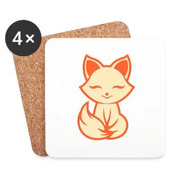 Logo de renard, dessin simple renard - Dessous de verre (lot de 4) - blanc - Devant