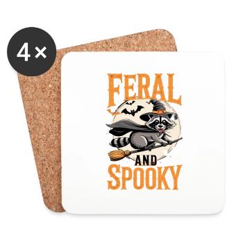 Niedlicher Waschbär als Hexe Feral and Spooky - Untersetzer (4er-Set) - Weiß - Vorne