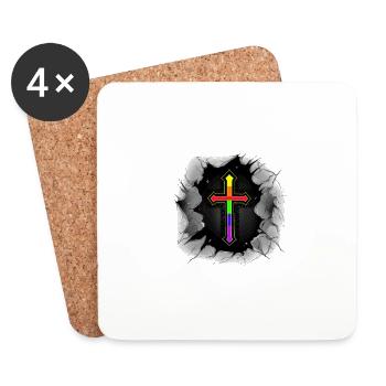 Kreuz Kreuze Kruzifix LGBT Gay Pride Regenbogen - Untersetzer (4er-Set) - Weiß - Vorne