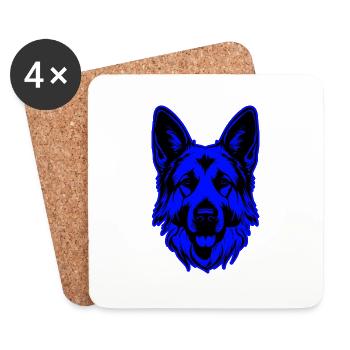 German Shepherd Dog Animal Portrait - Coasters (set of 4) - white - Front