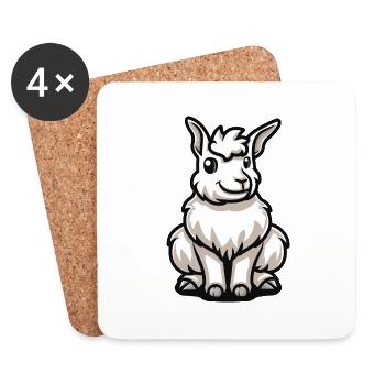 Alpaka Llama Comic - Untersetzer (4er-Set) - Weiß - Vorne