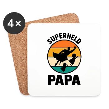 Père Papa Super-héros - Dessous de verre (lot de 4) - blanc - Devant