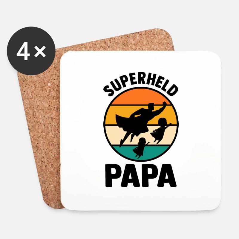 Vater Superheld Papa - Untersetzer (4er-Set) - Weiß