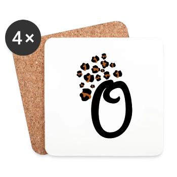 Lettre o motifs léopard - Dessous de verre (lot de 4) - blanc - Devant