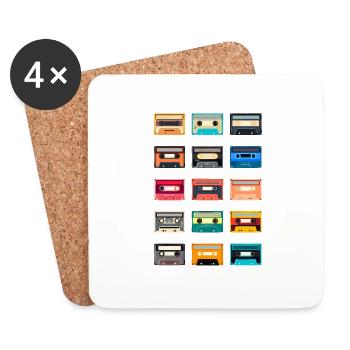Cassette Rétro Années 70 Années 80 Années 90 - Dessous de verre (lot de 4) - blanc - Devant