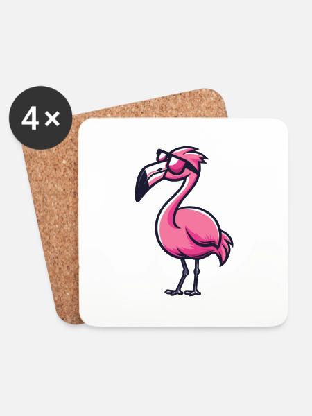 Flamingo Tier - Untersetzer (4er-Set) - Weiß