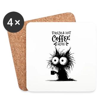 Coffee Cat Barista Office Colleague Cat Owner - Coasters (set of 4) - white - Front