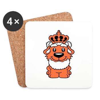 Chien Couronne Roi Prince Lord Souverain Majesté - Dessous de verre (lot de 4) - blanc - Devant