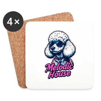 Melodic House Pudel - Untersetzer (4er-Set) - Weiß - Vorne