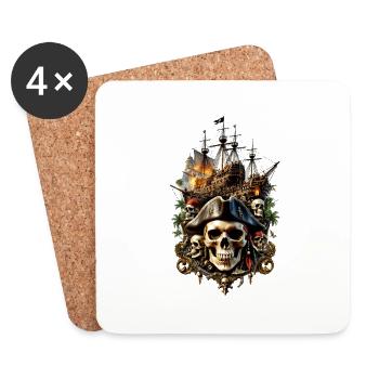 Totenkopf Schädel 05839 - Untersetzer (4er-Set) - Weiß - Vorne