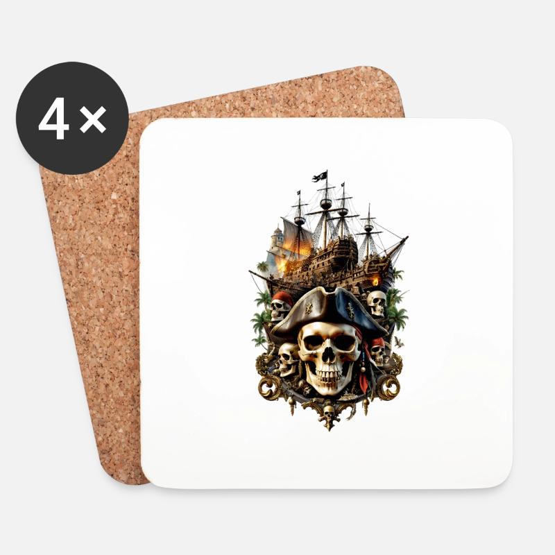 Totenkopf Schädel 05839 - Untersetzer (4er-Set) - Weiß