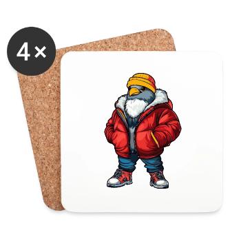 Taube Vogel Lustig Winter - Untersetzer (4er-Set) - Weiß - Vorne