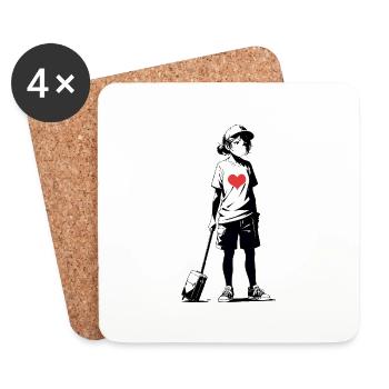 Street Art Fille 4534922 - Dessous de verre (lot de 4) - blanc - Devant