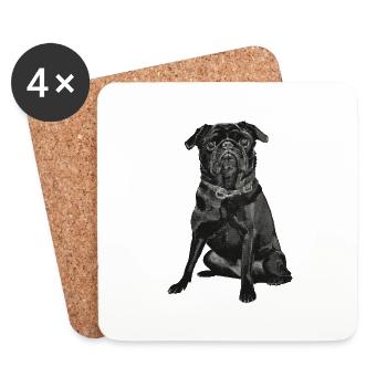 Mops - Untersetzer (4er-Set) - Weiß - Vorne
