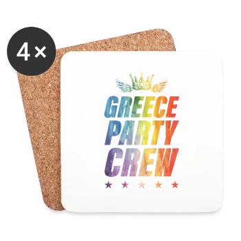 Équipe de fête en Grèce - Dessous de verre (lot de 4) - blanc - Devant