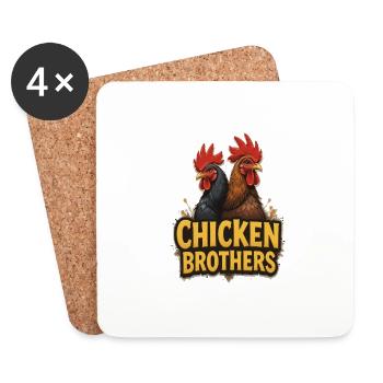 Chicken Brothers 342305 - Dessous de verre (lot de 4) - blanc - Devant