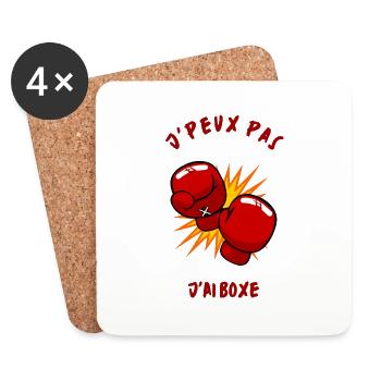 Boxeur - Maillot Box - J'Peux Pas J'ai Boxe - Dessous de verre (lot de 4) - blanc - Devant