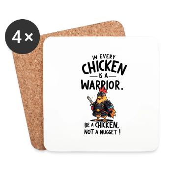 Chicken as a warrior - Coasters (set of 4) - white - Front