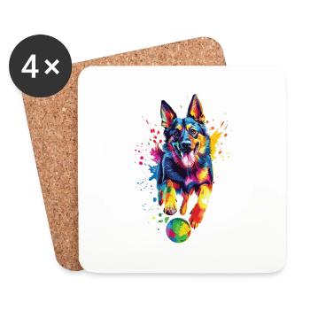 Deutscher Schäferhund - Untersetzer (4er-Set) - Weiß - Vorne