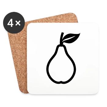poire - Dessous de verre (lot de 4) - blanc - Devant