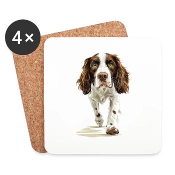 Englischer Springer Spaniel - Untersetzer (4er-Set) - Weiß - Vorne