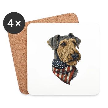 Airedale Terrier - Untersetzer (4er-Set) - Weiß - Vorne
