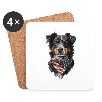 Australischer Schäferhund - Untersetzer (4er-Set) - Weiß - Vorne