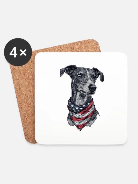 Whippet - Untersetzer (4er-Set) - Weiß