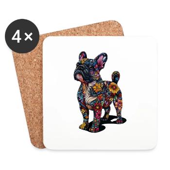 Bulldogge - Untersetzer (4er-Set) - Weiß - Vorne