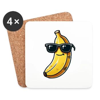 banane sonnenbrille comic - Untersetzer (4er-Set) - Weiß - Vorne