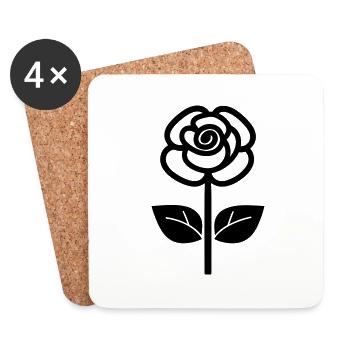 Pink Flower - Coasters (set of 4) - white - Front