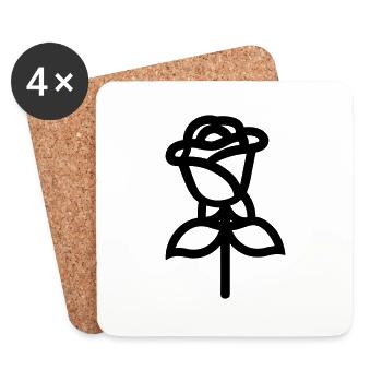 Rosa Blume - Untersetzer (4er-Set) - Weiß - Vorne