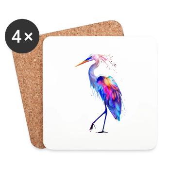 Reiher Vogel - Untersetzer (4er-Set) - Weiß - Vorne