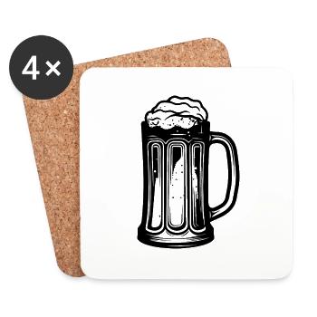 Verre à bière - Dessous de verre (lot de 4) - blanc - Devant