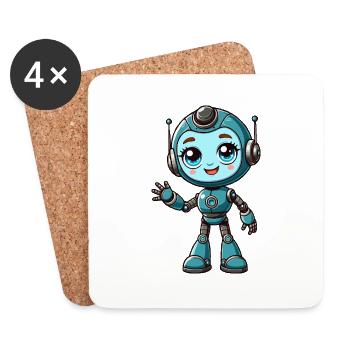 Roboter-Mädchen - Untersetzer (4er-Set) - Weiß - Vorne