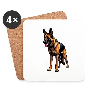 Deutscher Schäferhund German Shepherd dog Owczarek - Dessous de verre (lot de 4) - blanc - Devant