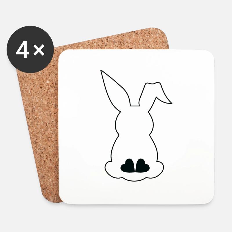 Osterhase von hinten 🐰 - Untersetzer (4er-Set) - Weiß