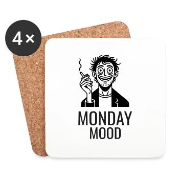 Caffeinated man smoking a cigarette - Monday Mood - Coasters (set of 4) - white - Front