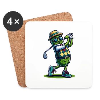 Fun golf cucumber swing with style and humor - Coasters (set of 4) - white - Front