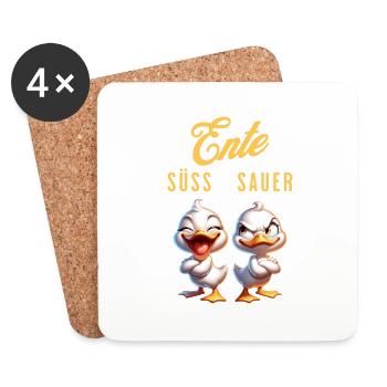 Ente süß sauer lustig - Untersetzer (4er-Set) - Weiß - Vorne