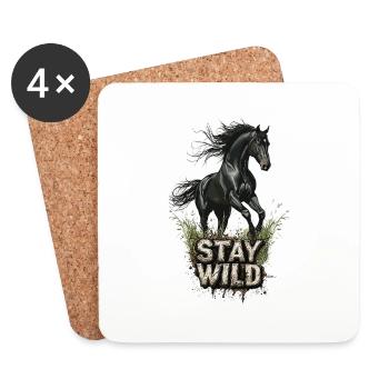 Horse Horses Rider Rider Stay Wild Equestrian - Coasters (set of 4) - white - Front