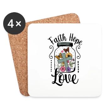 Foi, Espérance, Amour - Dessous de verre (lot de 4) - blanc - Devant
